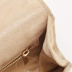 Pre Owned Jimmy Choo Gold Shimmer Suede Alara Wristlet Clutch