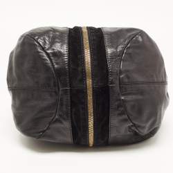 Pre Owned Jimmy Choo Black Leather and Suede Mandah Expandable Bag