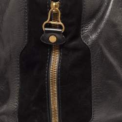 Pre Owned Jimmy Choo Black Leather and Suede Mandah Expandable Bag