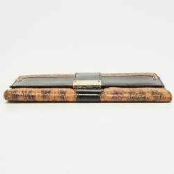 Jimmy Choo Beige/Brown Lizard Embossed and Patent Leather Reese Clutch