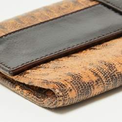Jimmy Choo Beige/Brown Lizard Embossed and Patent Leather Reese Clutch