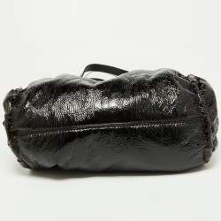 Pre Owned Jimmy Choo Black/Grey Patent Leather and Shearling Ramona Shoulder Bag