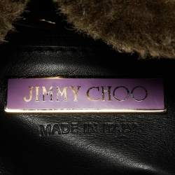Pre Owned Jimmy Choo Black/Grey Patent Leather and Shearling Ramona Shoulder Bag
