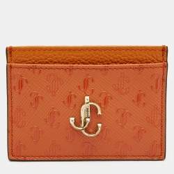 Jimmy Choo Orange Monogram Leather Umika Card Case