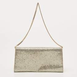 Pre Owned Jimmy Choo Silver/Gold Glitter Margot Chain Clutch