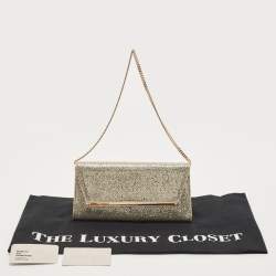 Pre Owned Jimmy Choo Silver/Gold Glitter Margot Chain Clutch