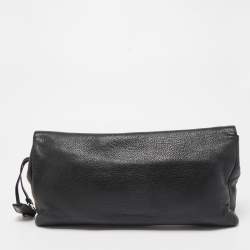 Jimmy Choo Black/Gold Leather Studded Oversized Clutch