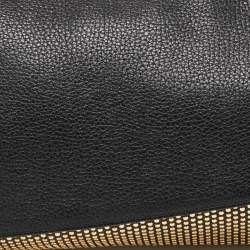 Jimmy Choo Black/Gold Leather Studded Oversized Clutch
