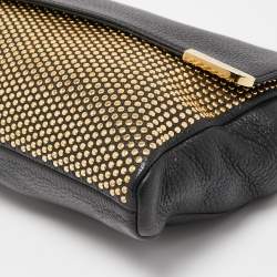 Jimmy Choo Black/Gold Leather Studded Oversized Clutch