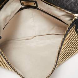 Jimmy Choo Black/Gold Leather Studded Oversized Clutch