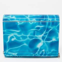 Jimmy Choo Blue Marble Effect Acrylic and Leather Candy Chain Clutch