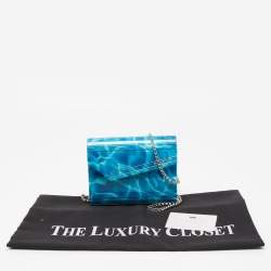 Jimmy Choo Blue Marble Effect Acrylic and Leather Candy Chain Clutch
