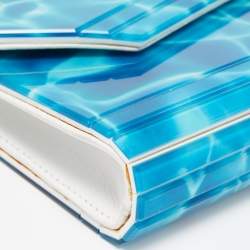 Jimmy Choo Blue Marble Effect Acrylic and Leather Candy Chain Clutch