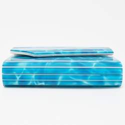 Jimmy Choo Blue Marble Effect Acrylic and Leather Candy Chain Clutch