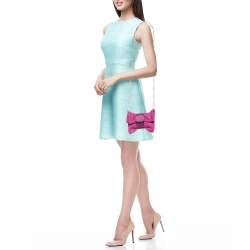 Pre Owned Jimmy Choo Pink Shimmer Suede Chandra Chain Clutch