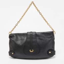 Pre Owned Jimmy Choo Black Leather Troy Chain Shoulder Bag