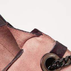 مملوكة مسبقًا Jimmy Choo Purple/Brown Suede and Glitter Rebel Crossbody Bag