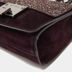 مملوكة مسبقًا Jimmy Choo Purple/Brown Suede and Glitter Rebel Crossbody Bag