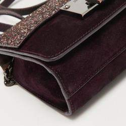 مملوكة مسبقًا Jimmy Choo Purple/Brown Suede and Glitter Rebel Crossbody Bag