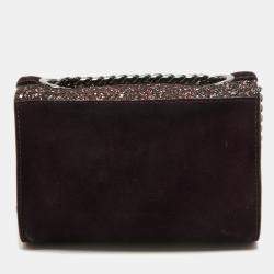 مملوكة مسبقًا Jimmy Choo Purple/Brown Suede and Glitter Rebel Crossbody Bag