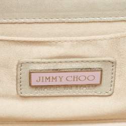 Pre Owned Jimmy Choo Silver Glitter Acrylic and Leather Candy Chain Clutch 