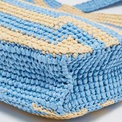 Pre Owned Jimmy Choo Tri Color Woven Raffia Embroidered Logo Avenue Tote