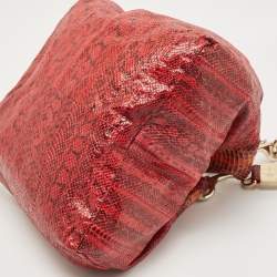 Pre Owned Jimmy Choo Red/Black Watersnake Leather Lohla Jane Hobo 