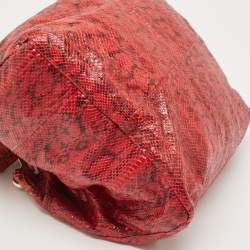 Pre Owned Jimmy Choo Red/Black Watersnake Leather Lohla Jane Hobo 