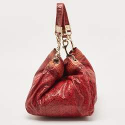 Pre Owned Jimmy Choo Red/Black Watersnake Leather Lohla Jane Hobo 