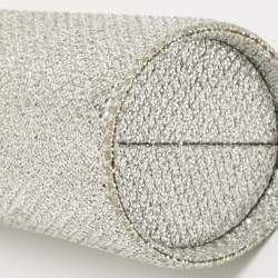 Pre Owned Jimmy Choo Silver Glitter Fabric Twill Tube Clutch