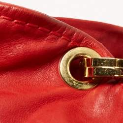 Jimmy Choo Red Leather Enamel Handle Hobo