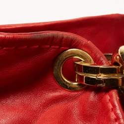 Jimmy Choo Red Leather Enamel Handle Hobo