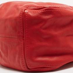 Jimmy Choo Red Leather Enamel Handle Hobo