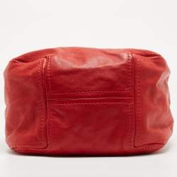 Jimmy Choo Red Leather Enamel Handle Hobo