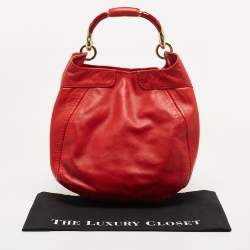 Jimmy Choo Red Leather Enamel Handle Hobo