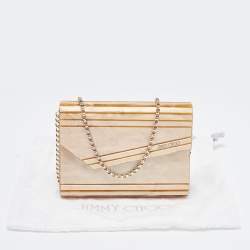 Pre Owned Jimmy Choo Brown Marble Effect Acrylic and Leather Candy Chain Clutch