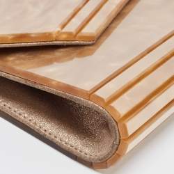 Pre Owned Jimmy Choo Brown Marble Effect Acrylic and Leather Candy Chain Clutch