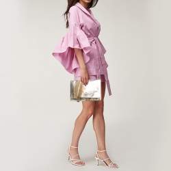 Pre Owned Jimmy Choo Gold Snakeskin and Laminated Suede Martha Clutch