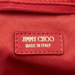 Pre Owned Jimmy Choo Red Leather and Suede Fringe Clutch