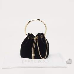 Pre Owned Jimmy Choo Black Velvet BonBon Bucket Bag