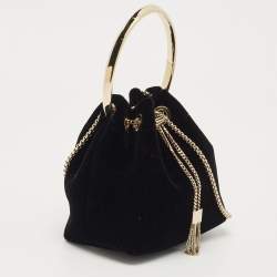 Pre Owned Jimmy Choo Black Velvet BonBon Bucket Bag