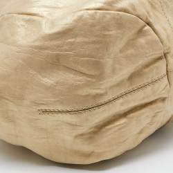 Pre Owned Jimmy Choo Beige/Gold Leather and Suede Mandah Expandable Hobo