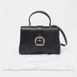 Jimmy Choo Black Medium Cheri Crystals Top Handle Bag