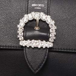 Jimmy Choo Black Medium Cheri Crystals Top Handle Bag