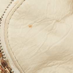Jimmy Choo Off White/Light Beige Distressed Leather and Snakeskin Trims Bree Satchel