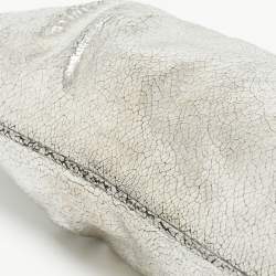 Pre Owned Jimmy Choo Silver Cracking Leather Double Zip Tassel Clutch