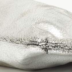 Pre Owned Jimmy Choo Silver Cracking Leather Double Zip Tassel Clutch