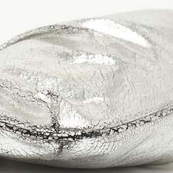 Pre Owned Jimmy Choo Silver Cracking Leather Double Zip Tassel Clutch