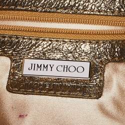 Pre Owned Jimmy Choo Gold Shimmery Leather Chandra Clutch