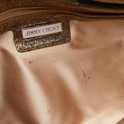 Pre Owned Jimmy Choo Gold Shimmery Leather Chandra Clutch